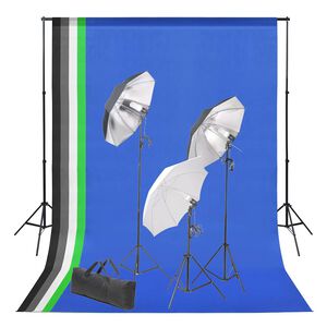 vidaXL Kit studio foto cu fundal și set de iluminare
