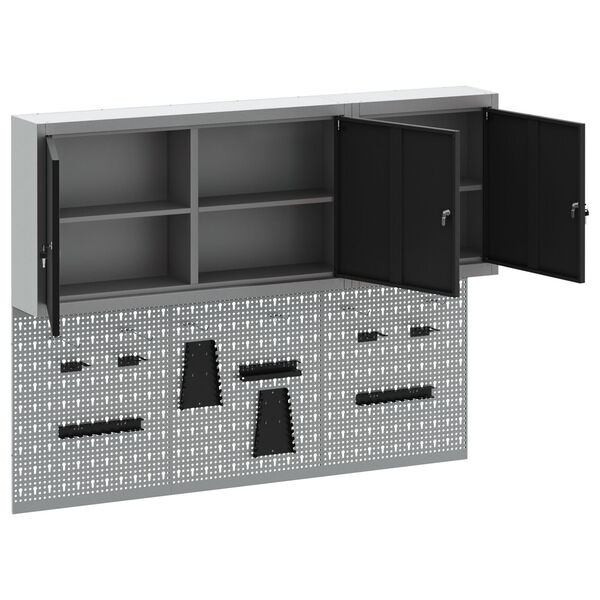 vidaXL Set de Cabinet pentru Unelte și Pegboard cu raft 5 pcs Negru
