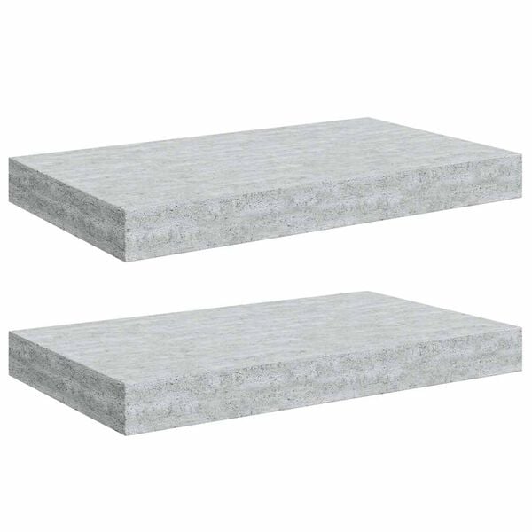 vidaXL Rafturi de perete suspendate 2 buc. gri beton 40x23x3,8 cm MDF