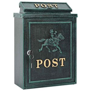 vidaXL Cutie Poștală Montată pe Perete cu ușă Verde 29 x 13 x 41 cm