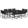 vidaXL Set mobilier de grădină, 11 piese, cu perne, negru, textilenă