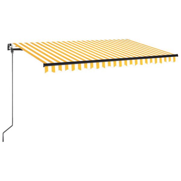 vidaXL Copertină retractabilă manual cu LED, galben și alb, 450x350 cm