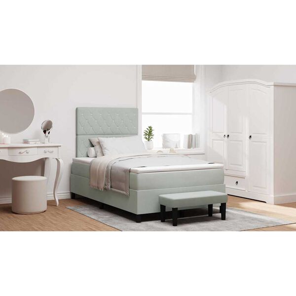 vidaXL Pat cu arcuri cu saltea Gri deschis 120 x 190 cm Catifea