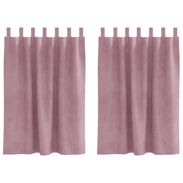 vidaXL Perdele opace 2 pcs Roz &icirc;nchis 140 x 140 cm Catifea