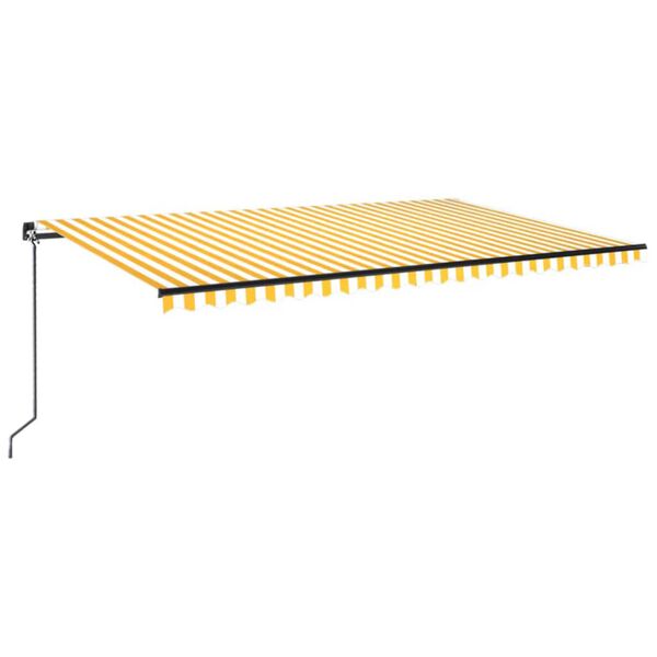 vidaXL Copertină retractabilă manual cu LED, galben și alb, 500x300 cm