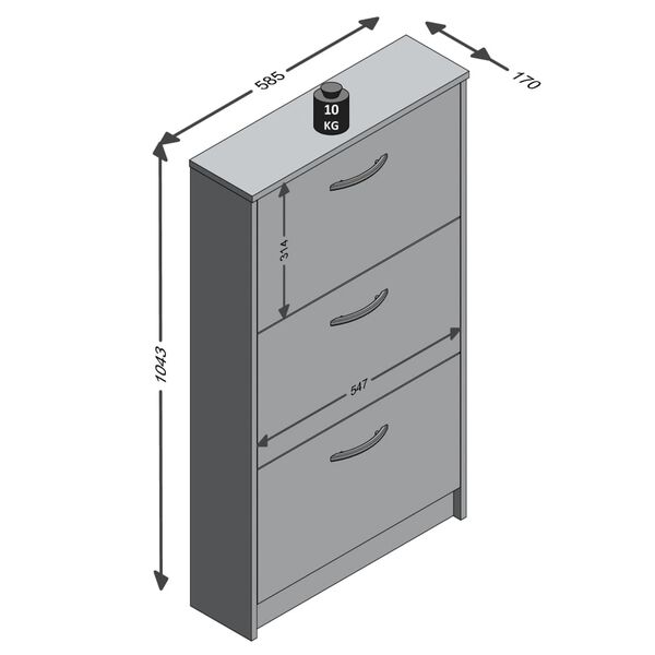 FMD Dulap &icirc;ncălțăminte cu 3 compartimente &icirc;nclinabile, alb & stejar