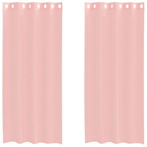 vidaXL Perdele Voile cu Oelii 2 buc Roz 140x245 cm
