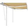 vidaXL Copertină retractabilă manual cu LED, galben/alb, 3,5x2,5 m