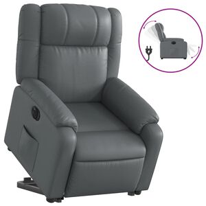 vidaXL Fotoliu rabatabil electric cu ridicare, gri, piele ecologică