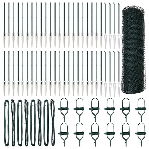 vidaXL St&acirc;lp de gard. Verde 100 x 0,5 m (plasă de 13 mm) Oțel și PVC