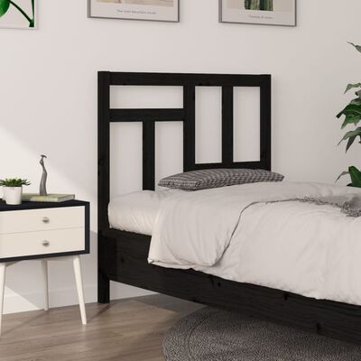 vidaXL Tăblie de pat, negru, 80,5x4x100 cm, lemn masiv de pin