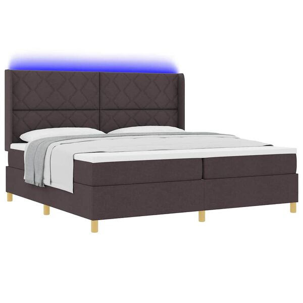 vidaXL Pat cu arcuri cu saltea cu headboard Maro 200 x 200 cm țesătură