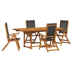 vidaXL Set mobilier de grădină, 5 piese, lemn masiv acacia/textilenă