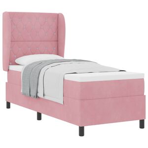 vidaXL Pat cu arcuri cu saltea cu headboard Roz 200 x 80 cm Catifea
