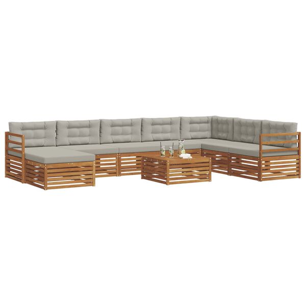 vidaXL Seturi de canapele cu pernă 9 pcs Gri natural și deschis