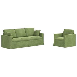 vidaXL Set de canapea 2 pcs Verde deschis 198 x 78 x 80 cm Catifea