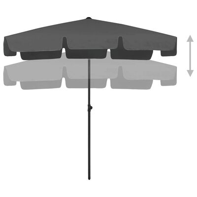 vidaXL Umbrelă de plajă, antracit, 200x125 cm