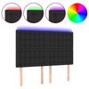 vidaXL Tăblie de pat cu LED, negru, 144x5x118/128 cm, piele ecologică