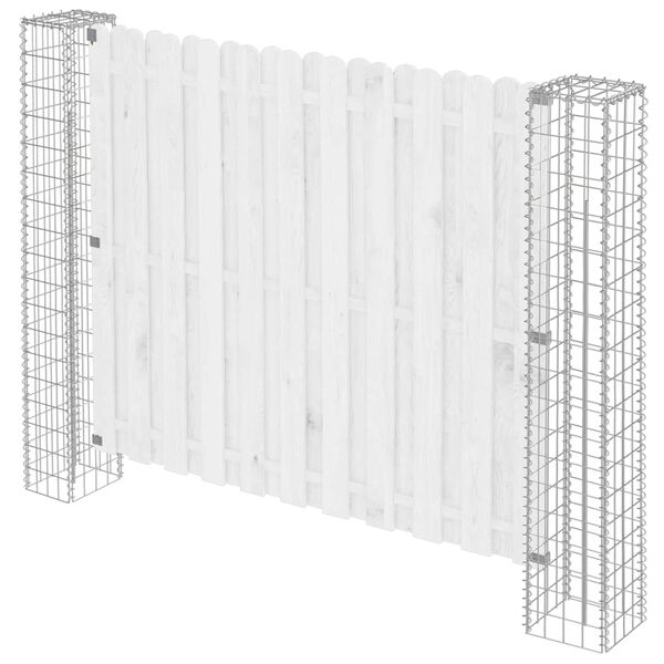 vidaXL St&acirc;lp de gard. 2 pcs Argintiu 20 x 20 x 190 cm Metal