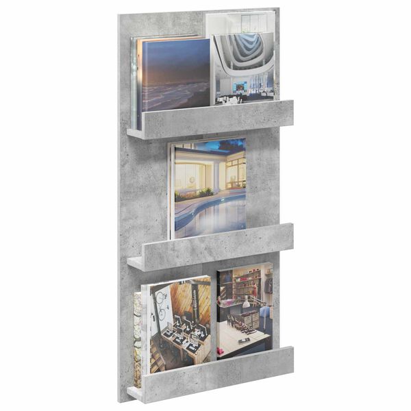 vidaXL Raft pentru reviste cu raft Gri din beton 51 x 11 x 102 cm