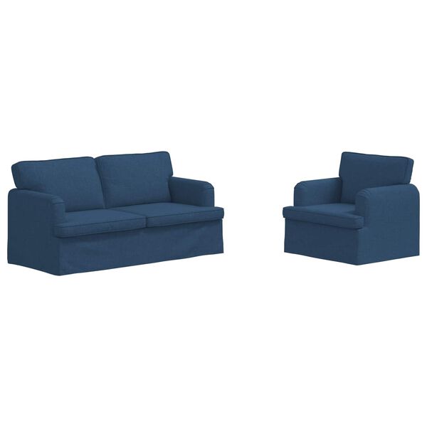vidaXL Set de canapea 2 pcs albastru 162 x 80 x 85 cm țesătură