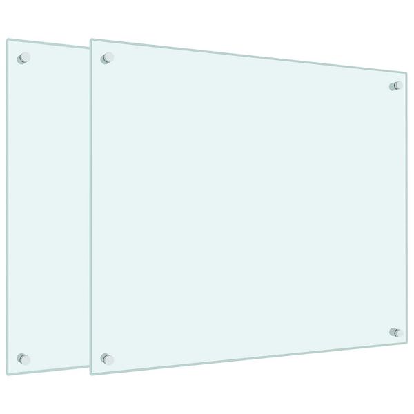 vidaXL Panou antistropi bucătărie 2 buc. alb 70x60cm sticlă securizată