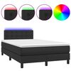 vidaXL Pat box spring cu saltea și LED, negru, 120x190 cm, piele eco