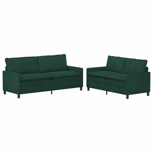 vidaXL Set de canapea 2 buc. Verde &icirc;nchis Catifea