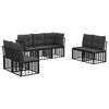 vidaXL Set de canapele de exterior Negru Poliester