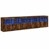 vidaXL Dulap cu lumini LED, stejar fumuriu, 283x37x67 cm