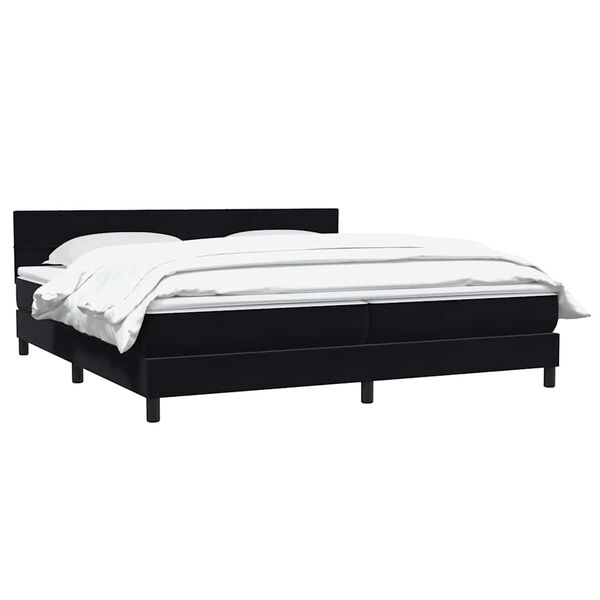 vidaXL Pat box spring cu saltea, negru, 180x210 cm, catifea