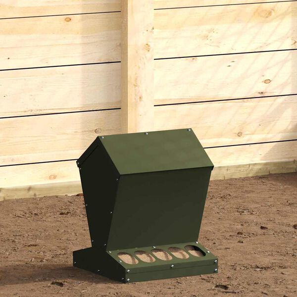 vidaXL Feeder pentru pui Verde măsliniu 30 x 30 x 39 cm