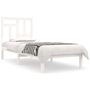 vidaXL Cadru pat fără saltea, alb, 90x190 cm, lemn masiv de pin