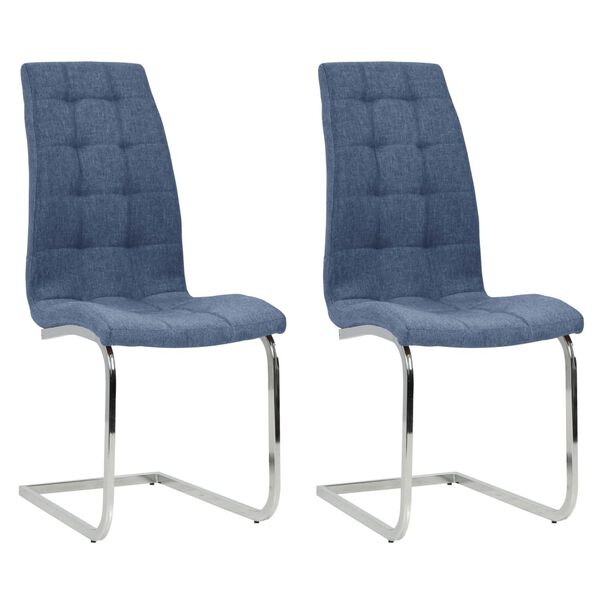 vidaXL Scaune de bucătărie consolă, 2 buc., albastru, textil