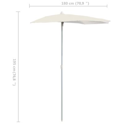 vidaXL Umbrelă de grădină cu stâlp, nisipiu, 180x90 cm, semirotundă