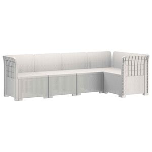 vidaXL Sofa de grădină cu 5 locuri aspect rattan PP Alb
