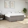 vidaXL Pat box spring cu saltea, gri taupe, 200x200 cm, textil