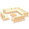 vidaXL Set mobilier grădină cu perne crem, 12 piese, lemn masiv de pin