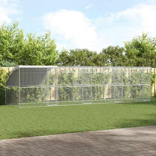 vidaXL Cușcă pentru pui 4 pcs Argintiu 800 x 200 x 200 cm Oțel și PE