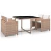 vidaXL Set mobilier de exterior cu perne, 5 piese, bej, poliratan