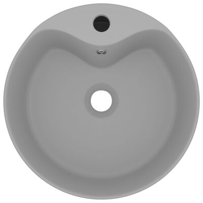 vidaXL Chiuvetă de lux cu preaplin, gri deschis mat, 36x13 cm ceramică