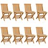 vidaXL Scaune de grădină cu perne bej, 8 buc., lemn masiv de tec