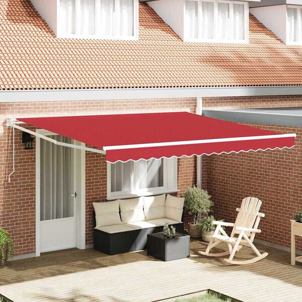 vidaXL Cortina Retractabilă Manual Roșu 400 &times; 300 cm țesătură