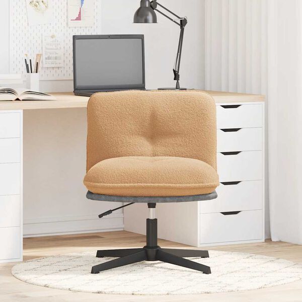 vidaXL Scaun de birou pivotant, țesătură bej ondulată ca l&acirc;nă
