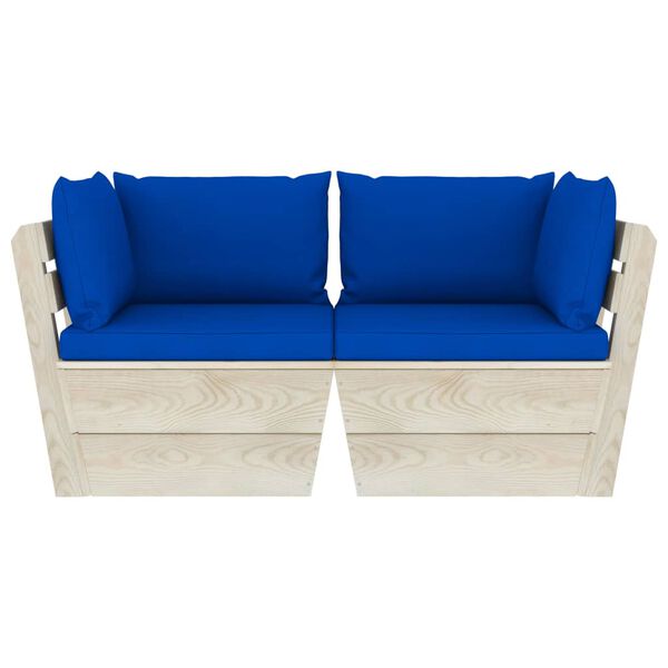 vidaXL Canapea grădină 2 locuri din paleți, cu perne, lemn de molid