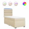 vidaXL Pat box spring cu saltea, crem, 90x200 cm, textil