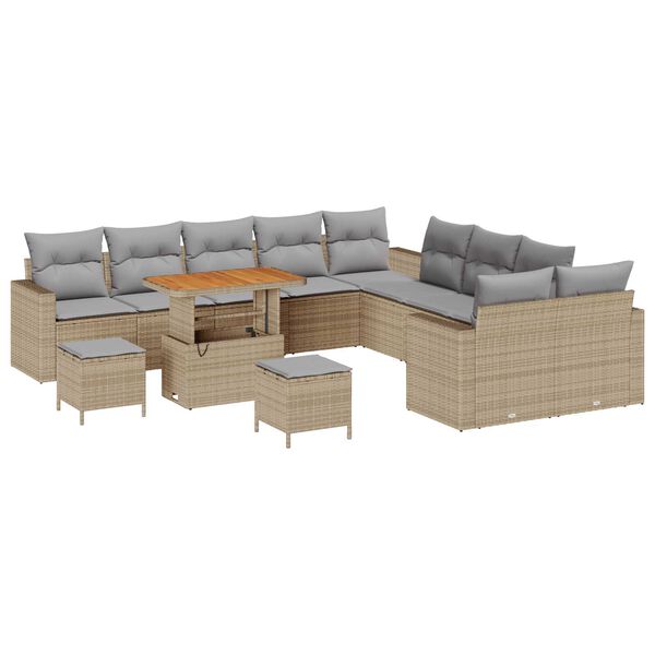 vidaXL Set de canapele pentru grădină 17 pcs Beige și gri deschis
