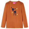 vidaXL Tricou pentru copii cu m&acirc;neci lungi, coniac, 140