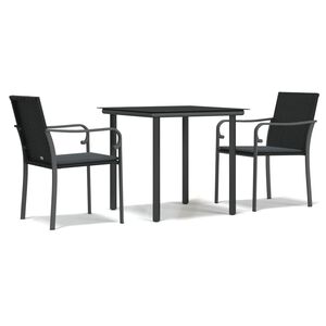 vidaXL Set mobilier de grădină cu perne, 3 piese, poliratan și oțel