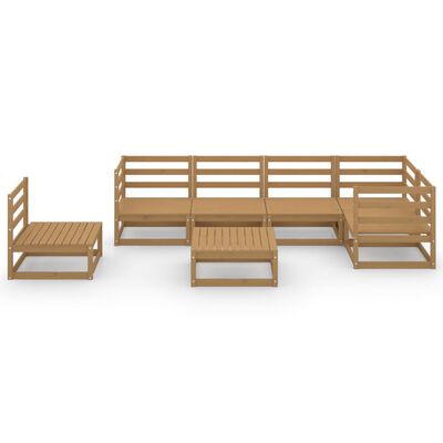vidaXL Set mobilier de grădină, 7 piese, maro miere, lemn masiv de pin